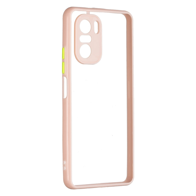 Transparent PC+TPU Phone Case with Contrast Color Button For Xiaomi Redmi K40/K40 Pro