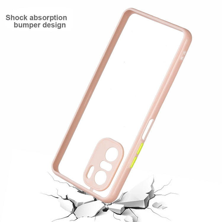 Transparent PC+TPU Phone Case with Contrast Color Button For Xiaomi Redmi K40/K40 Pro