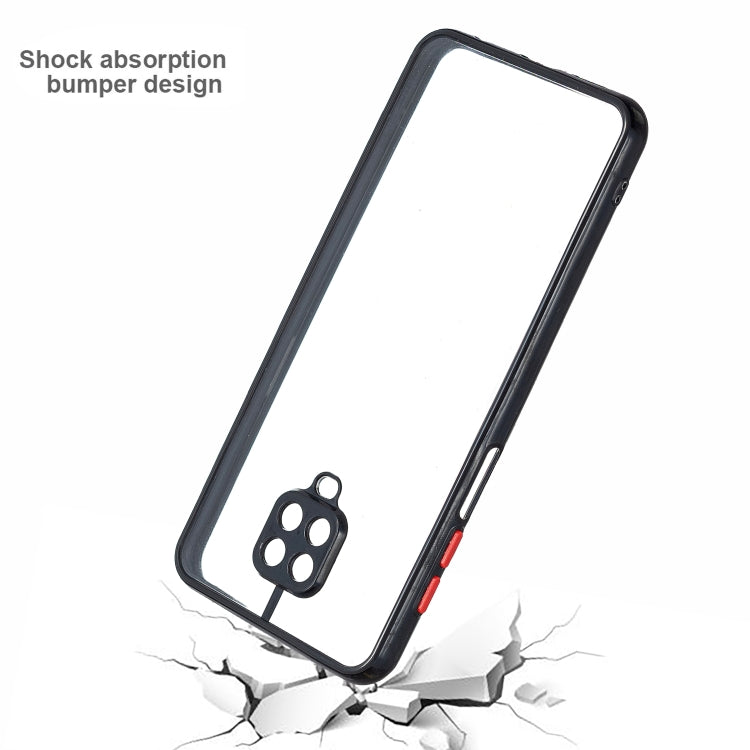 Transparent PC+TPU Phone Case with Contrast Color Button For Redmi Note 9S/ Note9 Pro / Note9 Pro Max