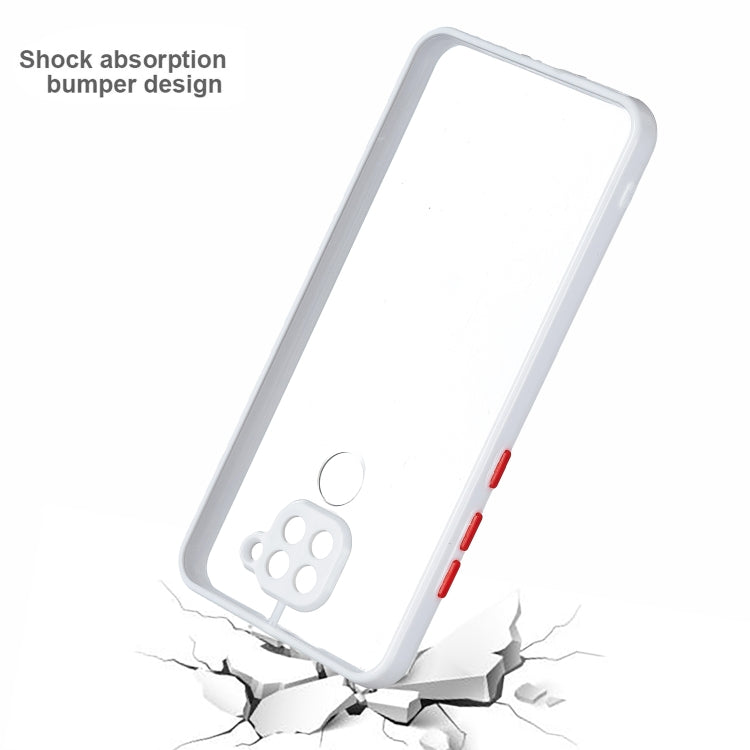 Transparent PC+TPU Phone Case with Contrast Color Button For Xiaomi Redmi Note 9 / 10X 4G