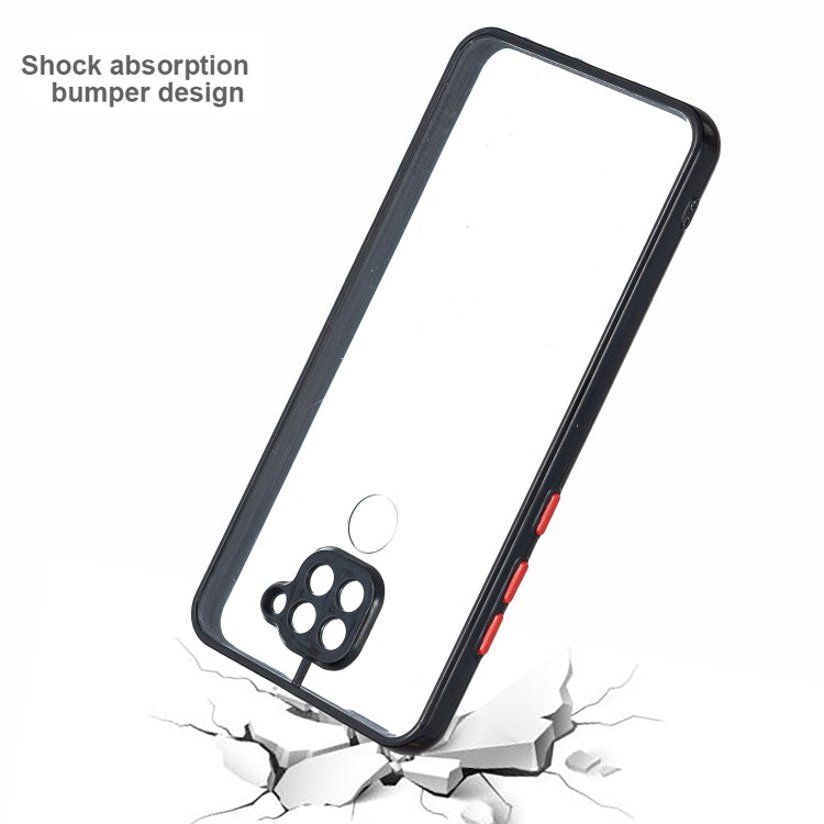 Transparent PC+TPU Phone Case with Contrast Color Button For Xiaomi Redmi Note 9 / 10X 4G