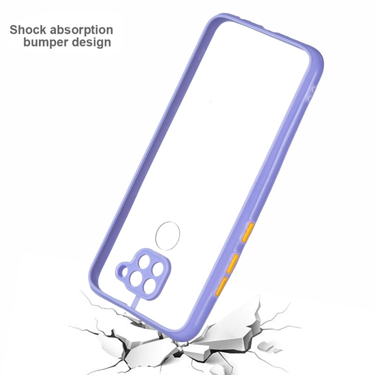 Transparent PC+TPU Phone Case with Contrast Color Button For Xiaomi Redmi Note 9 / 10X 4G