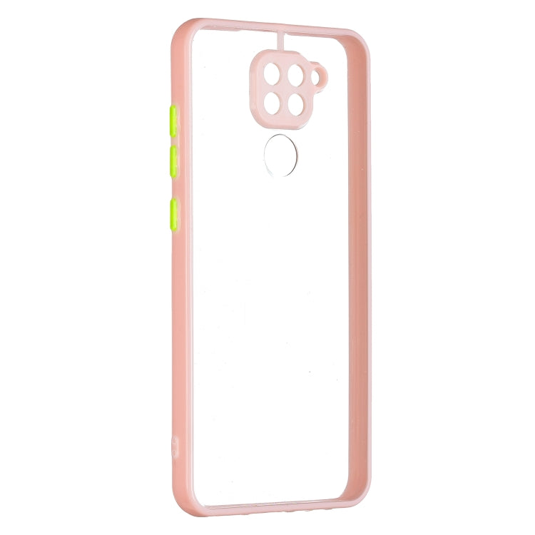 Transparent PC+TPU Phone Case with Contrast Color Button For Xiaomi Redmi Note 9 / 10X 4G
