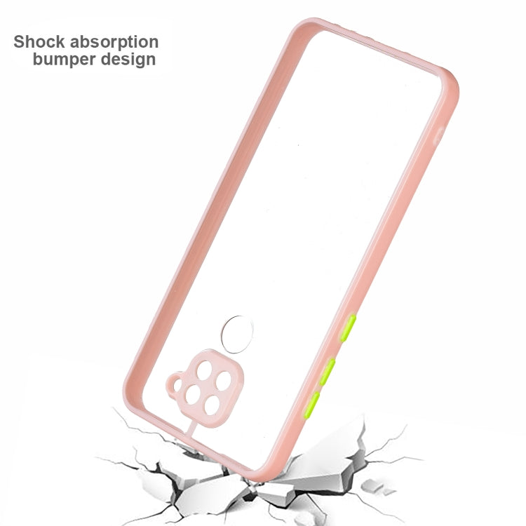 Transparent PC+TPU Phone Case with Contrast Color Button For Xiaomi Redmi Note 9 / 10X 4G