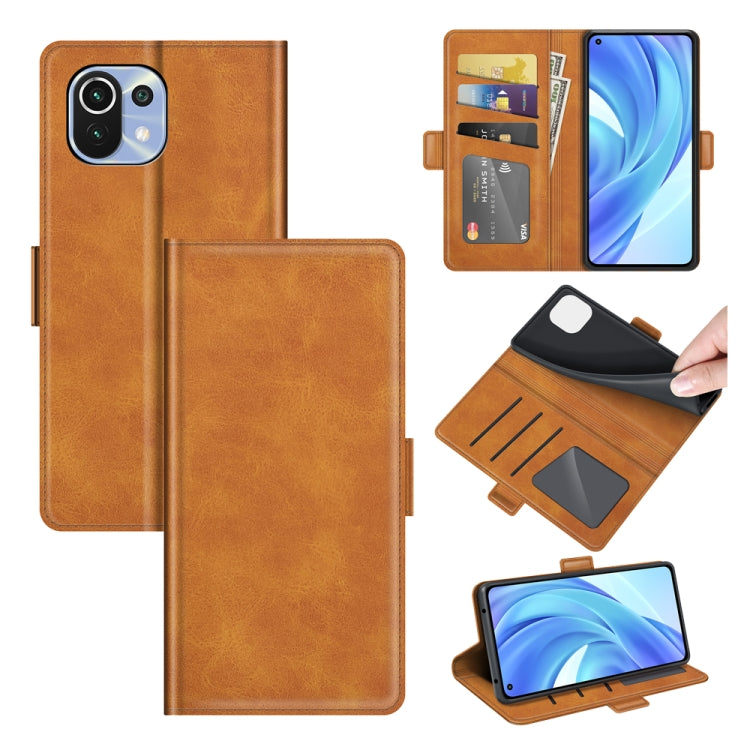 For Xiaomi Mi 11 Lite 4G / 5G Dual-side Magnetic Buckle Horizontal Flip Leather Case with Holder & Card Slots & Wallet