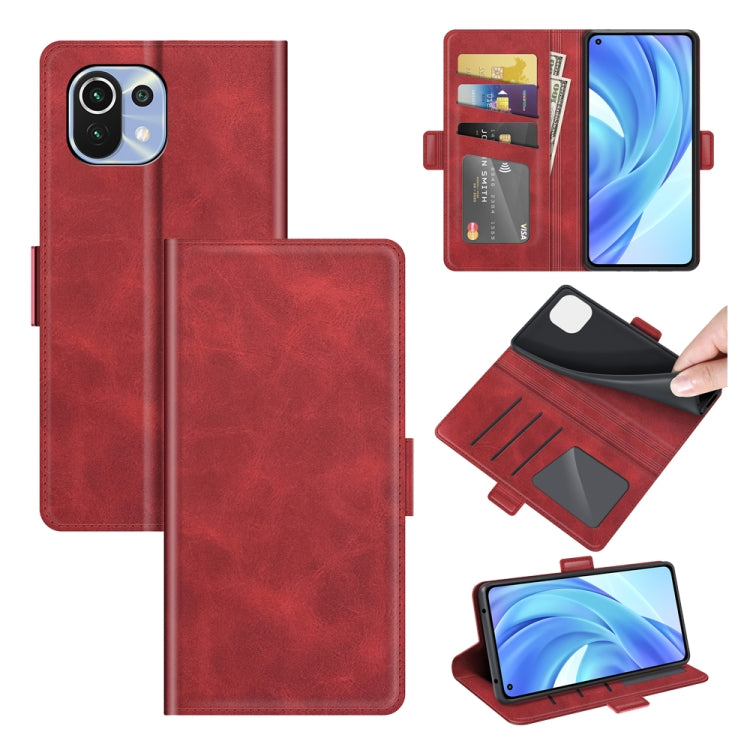 For Xiaomi Mi 11 Lite 4G / 5G Dual-side Magnetic Buckle Horizontal Flip Leather Case with Holder & Card Slots & Wallet