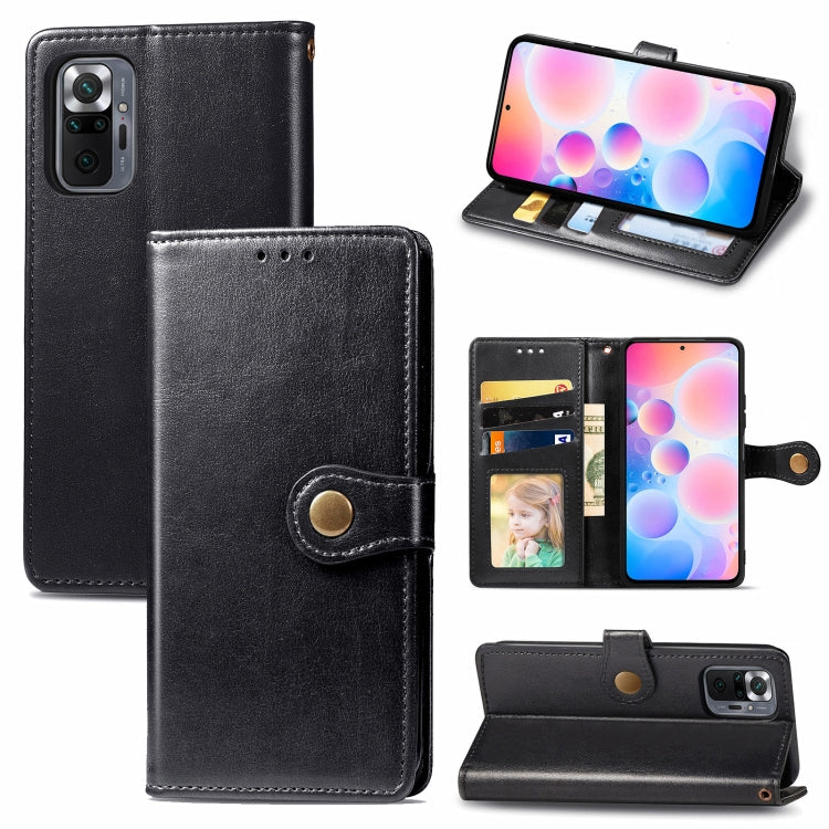 For Xiaomi Redmi Note 10 Pro Solid Color Leather Buckle Phone Case with Lanyard & Photo Frame & Card Slot & Wallet & Stand Function
