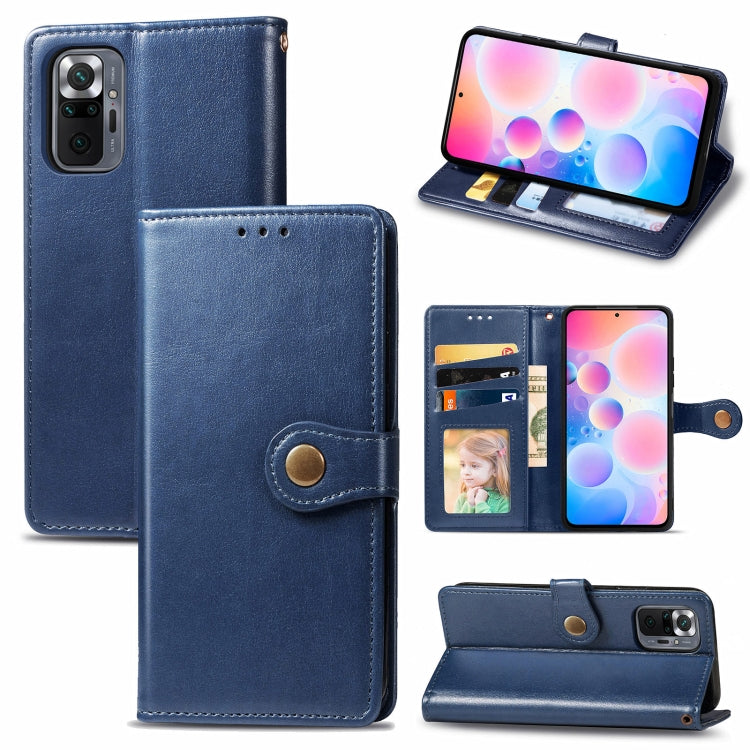 For Xiaomi Redmi Note 10 Pro Solid Color Leather Buckle Phone Case with Lanyard & Photo Frame & Card Slot & Wallet & Stand Function