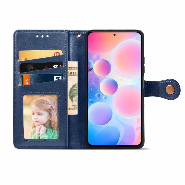 For Xiaomi Redmi Note 10 Pro Solid Color Leather Buckle Phone Case with Lanyard & Photo Frame & Card Slot & Wallet & Stand Function