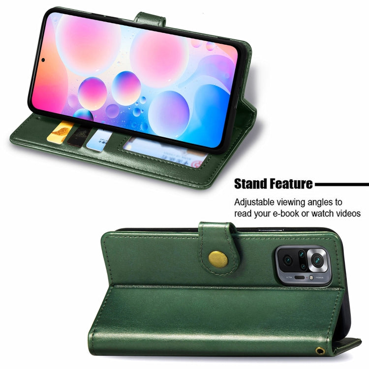 For Xiaomi Redmi Note 10 Pro Solid Color Leather Buckle Phone Case with Lanyard & Photo Frame & Card Slot & Wallet & Stand Function