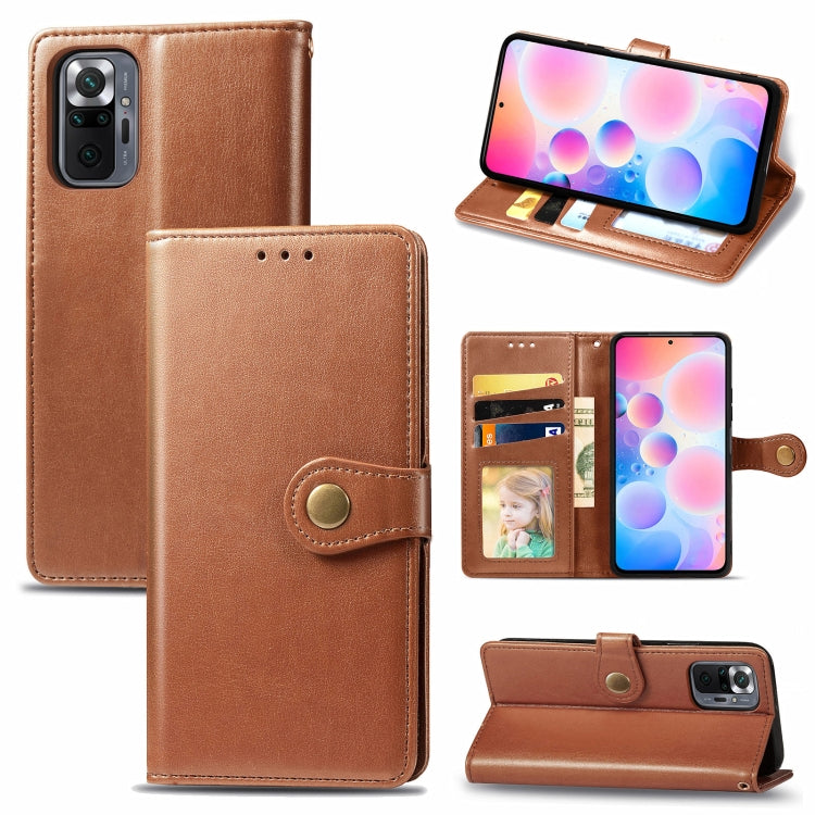 For Xiaomi Redmi Note 10 Pro Solid Color Leather Buckle Phone Case with Lanyard & Photo Frame & Card Slot & Wallet & Stand Function