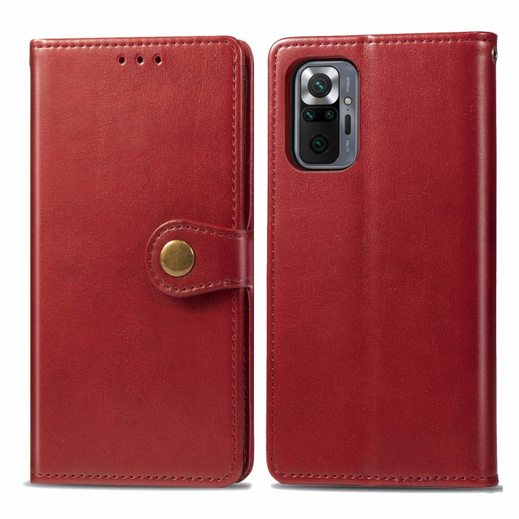 For Xiaomi Redmi Note 10 Pro Solid Color Leather Buckle Phone Case with Lanyard & Photo Frame & Card Slot & Wallet & Stand Function