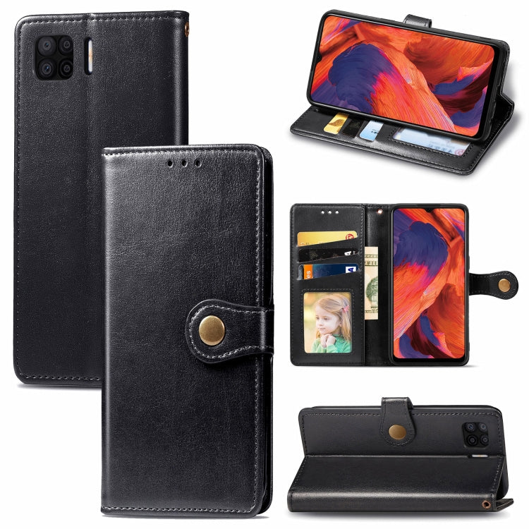 For OPPO F17 Solid Color Leather Buckle Phone Case with Lanyard & Photo Frame & Card Slot & Wallet & Stand Function
