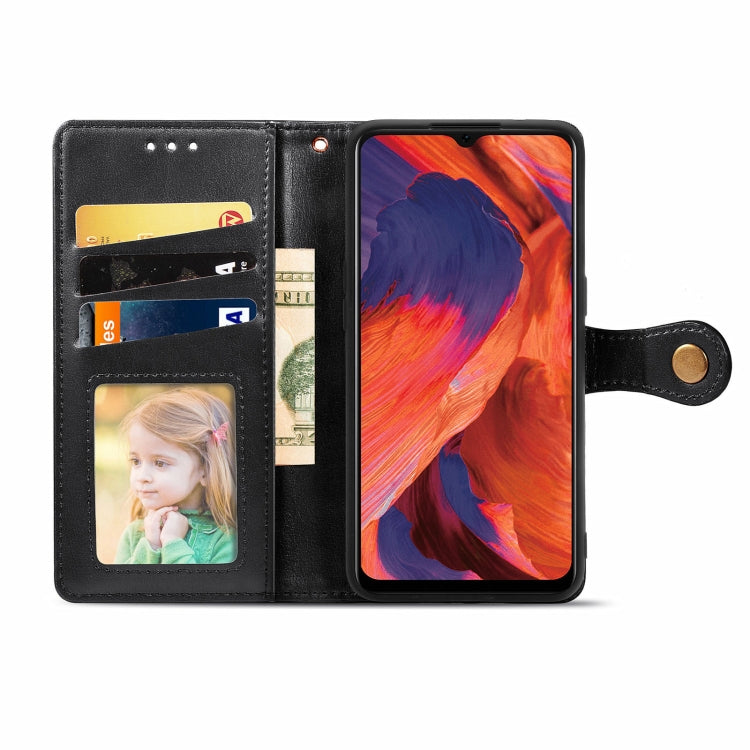 For OPPO F17 Solid Color Leather Buckle Phone Case with Lanyard & Photo Frame & Card Slot & Wallet & Stand Function