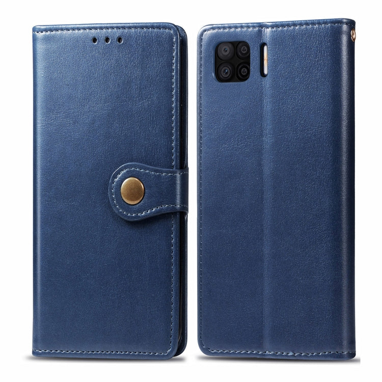 For OPPO F17 Solid Color Leather Buckle Phone Case with Lanyard & Photo Frame & Card Slot & Wallet & Stand Function