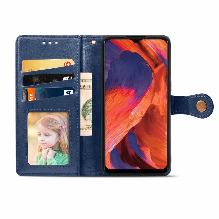 For OPPO F17 Solid Color Leather Buckle Phone Case with Lanyard & Photo Frame & Card Slot & Wallet & Stand Function