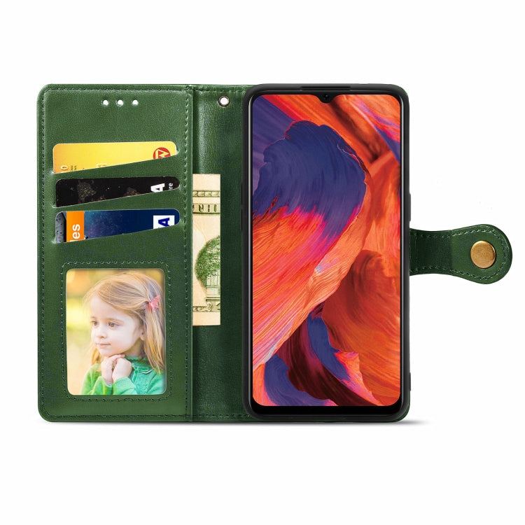 For OPPO F17 Solid Color Leather Buckle Phone Case with Lanyard & Photo Frame & Card Slot & Wallet & Stand Function