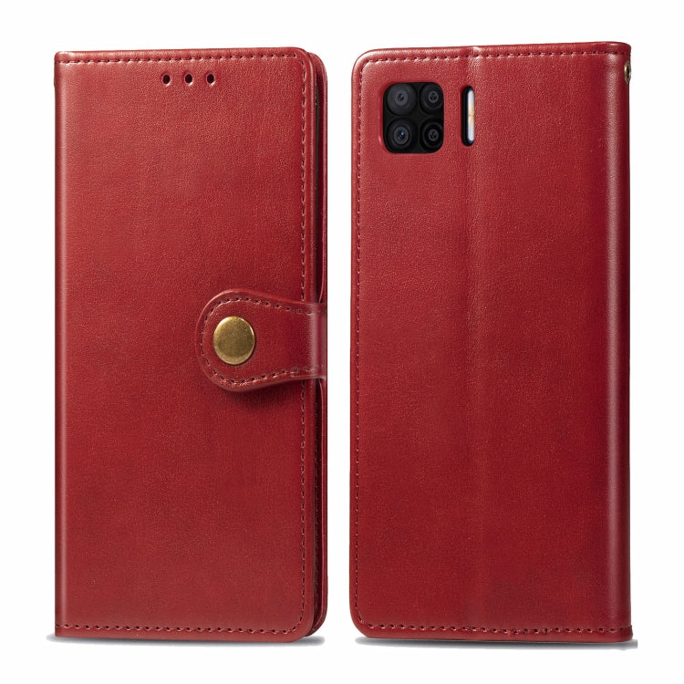 For OPPO F17 Solid Color Leather Buckle Phone Case with Lanyard & Photo Frame & Card Slot & Wallet & Stand Function