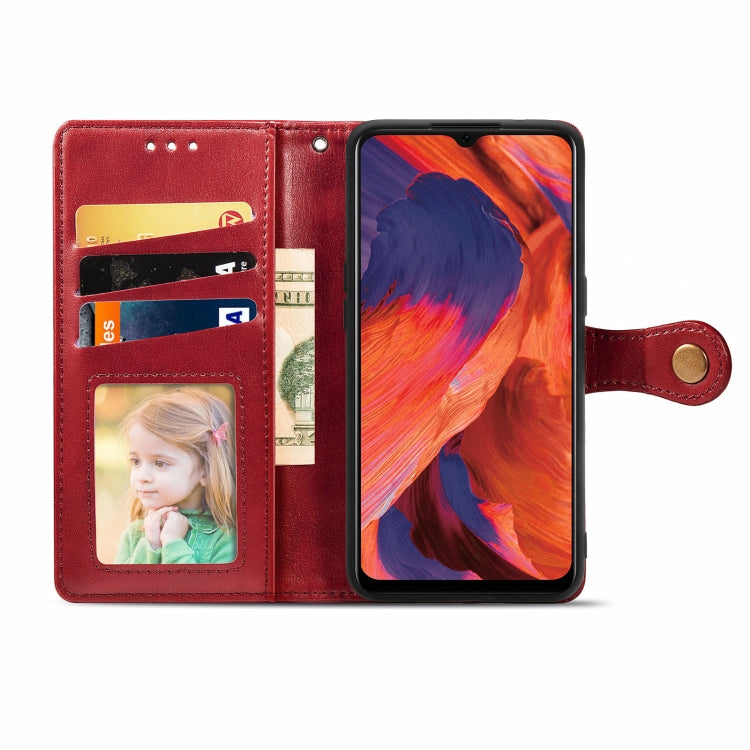 For OPPO F17 Solid Color Leather Buckle Phone Case with Lanyard & Photo Frame & Card Slot & Wallet & Stand Function