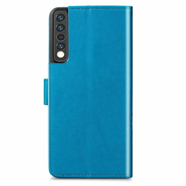 For LG Stylo 7 4G Four-leaf Clasp Embossed Buckle Mobile Phone Protection Leather Case with Lanyard & Card Slot & Wallet & Bracket Function