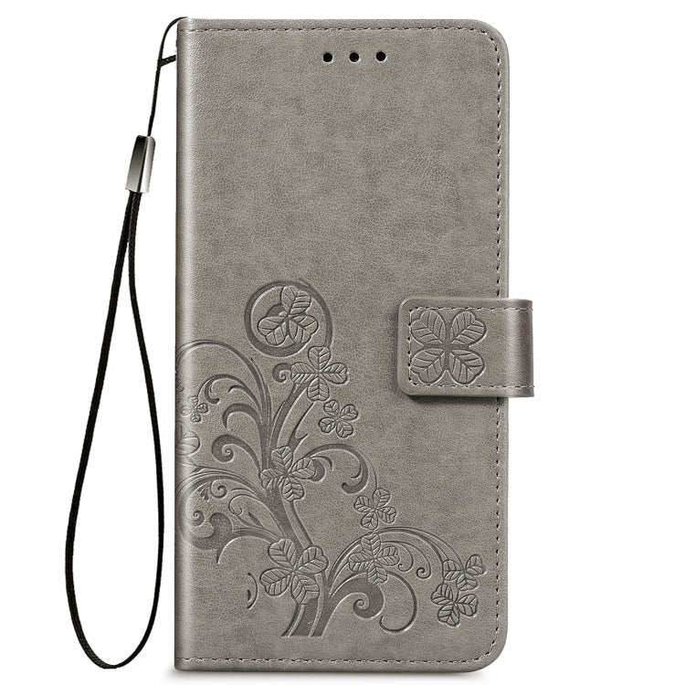 For LG Stylo 7 4G Four-leaf Clasp Embossed Buckle Mobile Phone Protection Leather Case with Lanyard & Card Slot & Wallet & Bracket Function