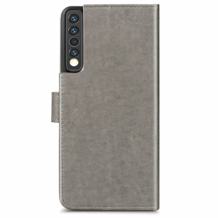 For LG Stylo 7 4G Four-leaf Clasp Embossed Buckle Mobile Phone Protection Leather Case with Lanyard & Card Slot & Wallet & Bracket Function