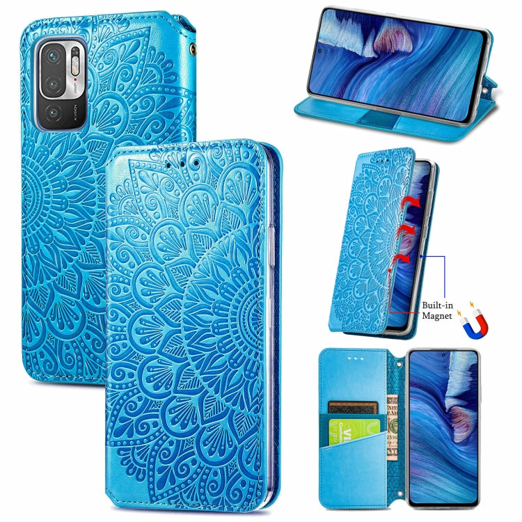 For Xiaomi Redmi Note 10 5G Blooming Mandala Embossed Pattern Magnetic Horizontal Flip Leather Case with Holder & Card Slots & Wallet