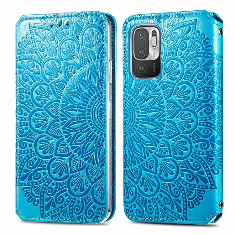 For Xiaomi Redmi Note 10 5G Blooming Mandala Embossed Pattern Magnetic Horizontal Flip Leather Case with Holder & Card Slots & Wallet