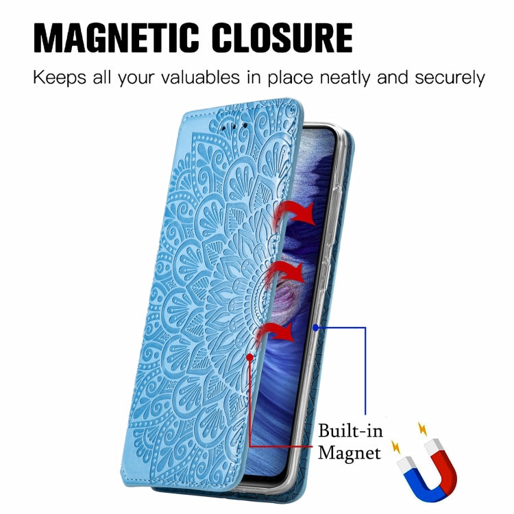 For Xiaomi Redmi Note 10 5G Blooming Mandala Embossed Pattern Magnetic Horizontal Flip Leather Case with Holder & Card Slots & Wallet