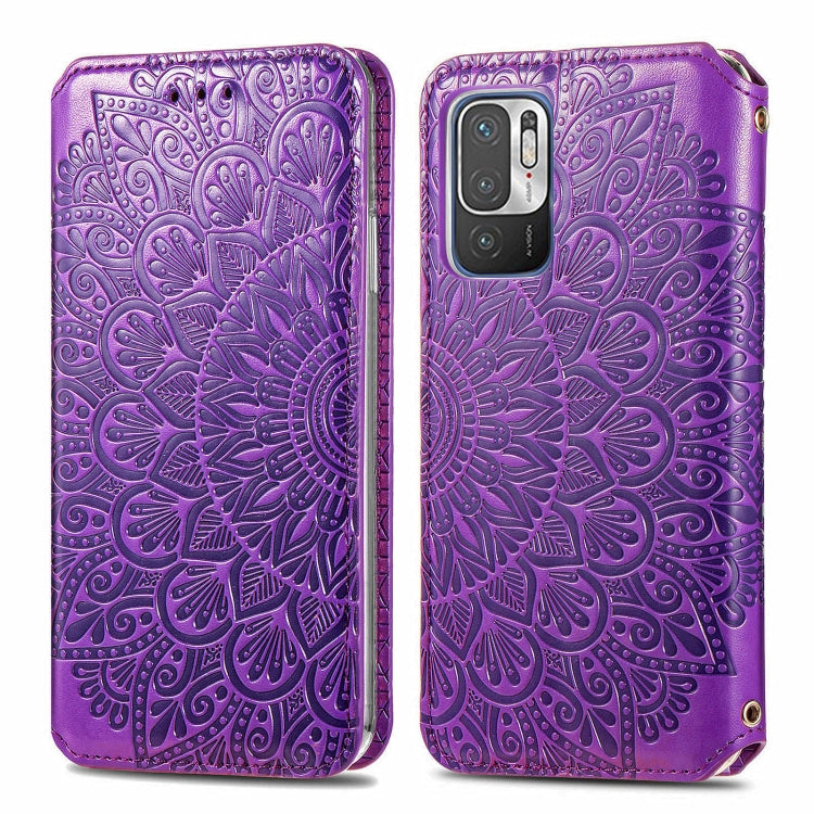 For Xiaomi Redmi Note 10 5G Blooming Mandala Embossed Pattern Magnetic Horizontal Flip Leather Case with Holder & Card Slots & Wallet