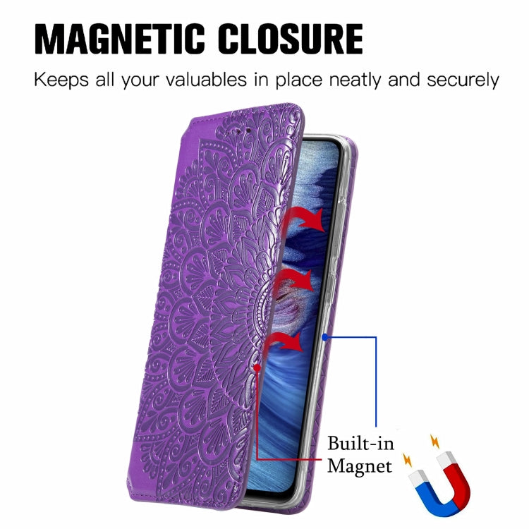 For Xiaomi Redmi Note 10 5G Blooming Mandala Embossed Pattern Magnetic Horizontal Flip Leather Case with Holder & Card Slots & Wallet