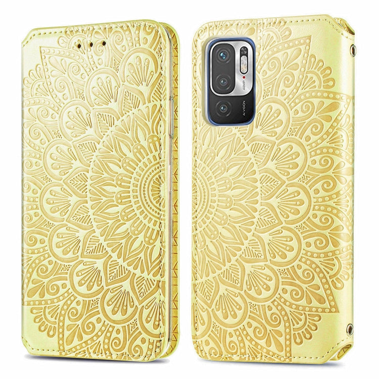 For Xiaomi Redmi Note 10 5G Blooming Mandala Embossed Pattern Magnetic Horizontal Flip Leather Case with Holder & Card Slots & Wallet