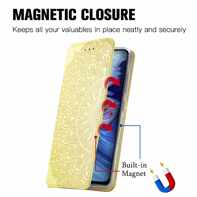 For Xiaomi Redmi Note 10 5G Blooming Mandala Embossed Pattern Magnetic Horizontal Flip Leather Case with Holder & Card Slots & Wallet