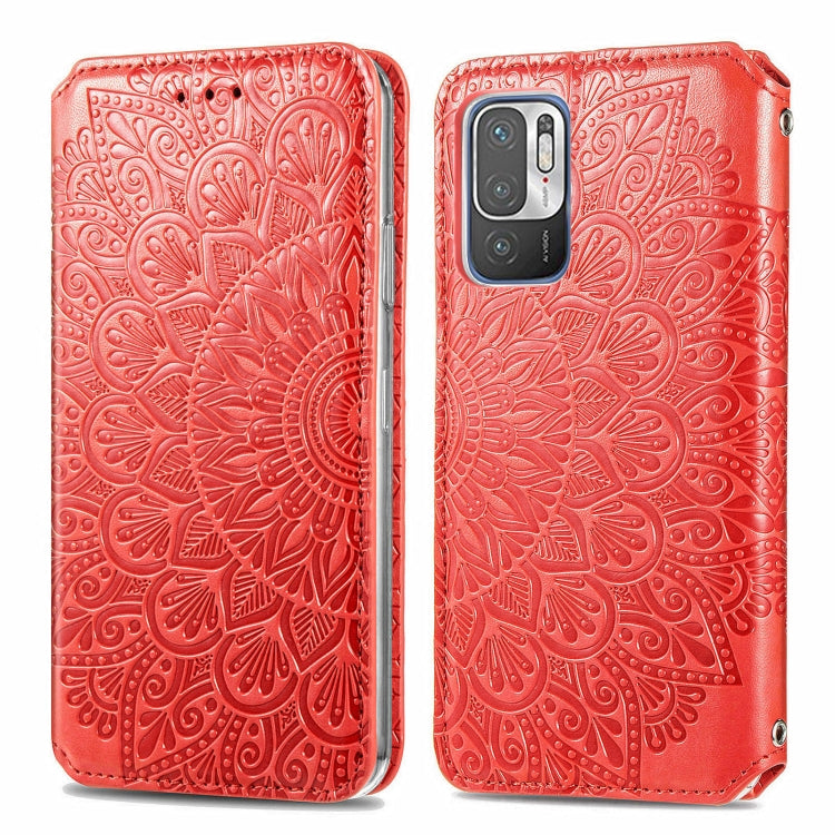 For Xiaomi Redmi Note 10 5G Blooming Mandala Embossed Pattern Magnetic Horizontal Flip Leather Case with Holder & Card Slots & Wallet
