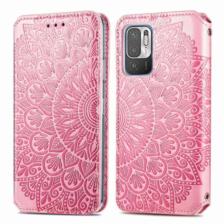 For Xiaomi Redmi Note 10 5G Blooming Mandala Embossed Pattern Magnetic Horizontal Flip Leather Case with Holder & Card Slots & Wallet