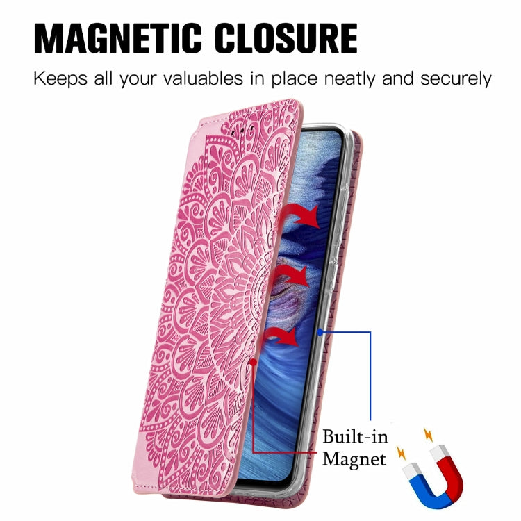 For Xiaomi Redmi Note 10 5G Blooming Mandala Embossed Pattern Magnetic Horizontal Flip Leather Case with Holder & Card Slots & Wallet