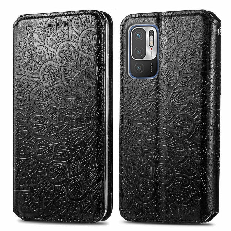For Xiaomi Redmi Note 10 5G Blooming Mandala Embossed Pattern Magnetic Horizontal Flip Leather Case with Holder & Card Slots & Wallet