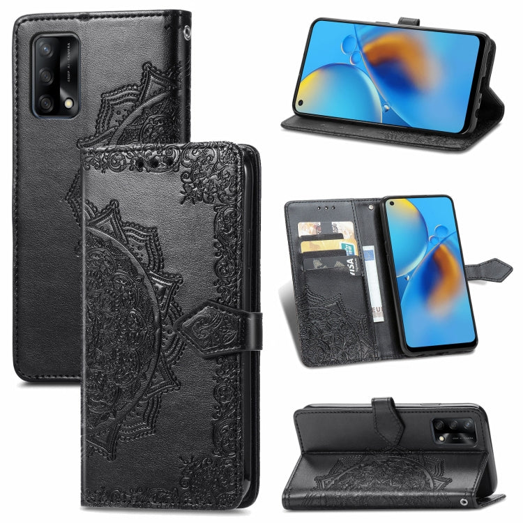 For OPPO F19 Mandala Flower Embossed Horizontal Flip Leather Case with Bracket / Card Slot / Wallet / Lanyard