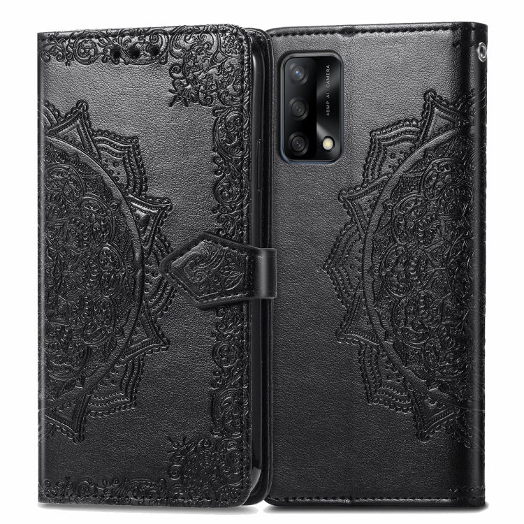 For OPPO F19 Mandala Flower Embossed Horizontal Flip Leather Case with Bracket / Card Slot / Wallet / Lanyard