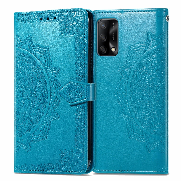 For OPPO F19 Mandala Flower Embossed Horizontal Flip Leather Case with Bracket / Card Slot / Wallet / Lanyard