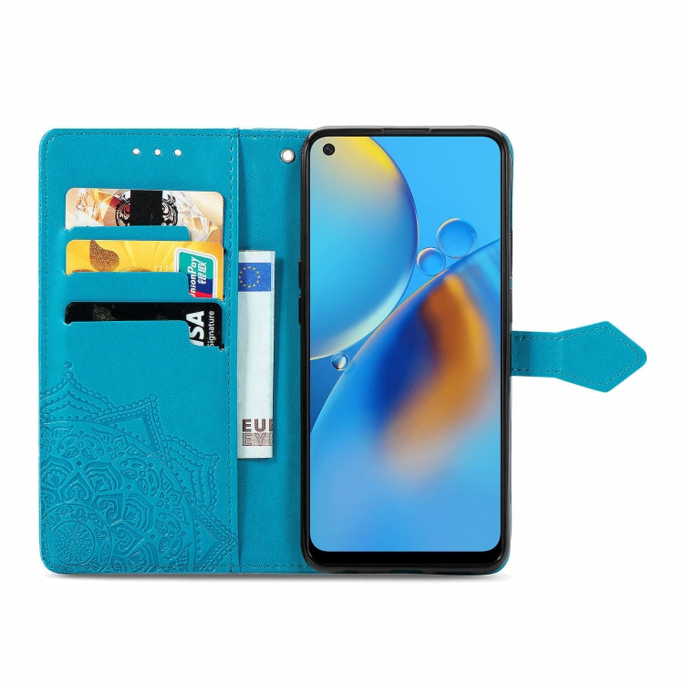 For OPPO F19 Mandala Flower Embossed Horizontal Flip Leather Case with Bracket / Card Slot / Wallet / Lanyard