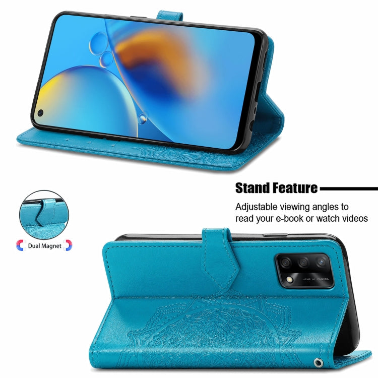 For OPPO F19 Mandala Flower Embossed Horizontal Flip Leather Case with Bracket / Card Slot / Wallet / Lanyard