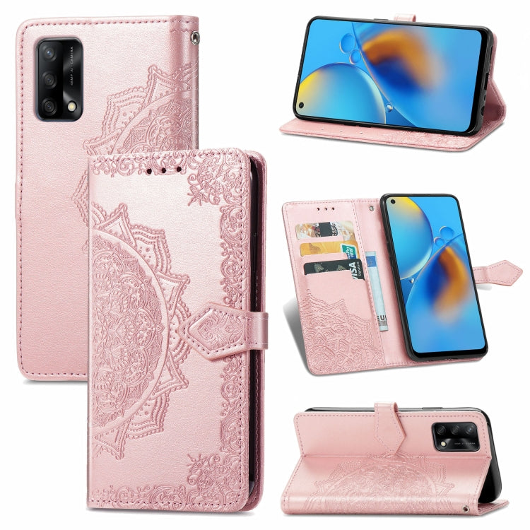 For OPPO F19 Mandala Flower Embossed Horizontal Flip Leather Case with Bracket / Card Slot / Wallet / Lanyard