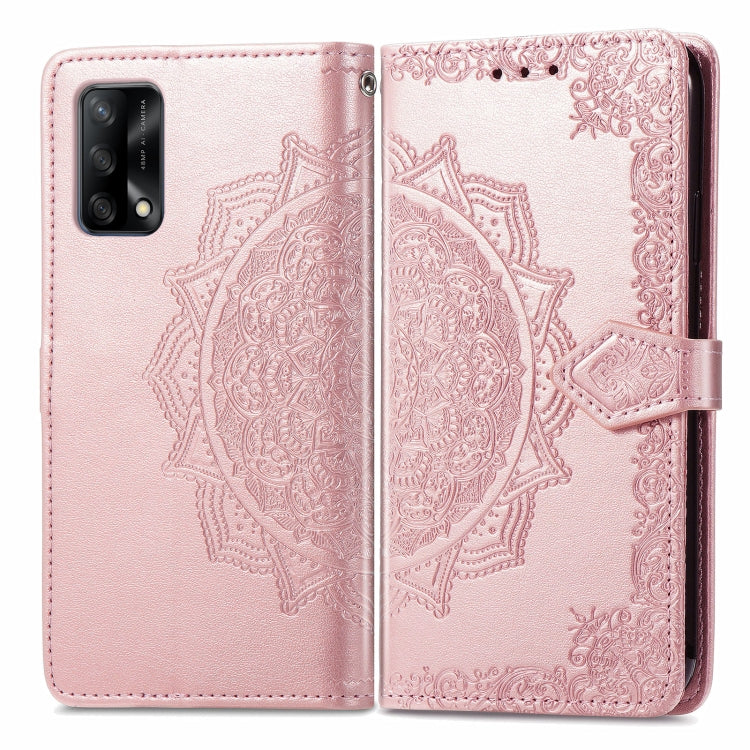 For OPPO F19 Mandala Flower Embossed Horizontal Flip Leather Case with Bracket / Card Slot / Wallet / Lanyard