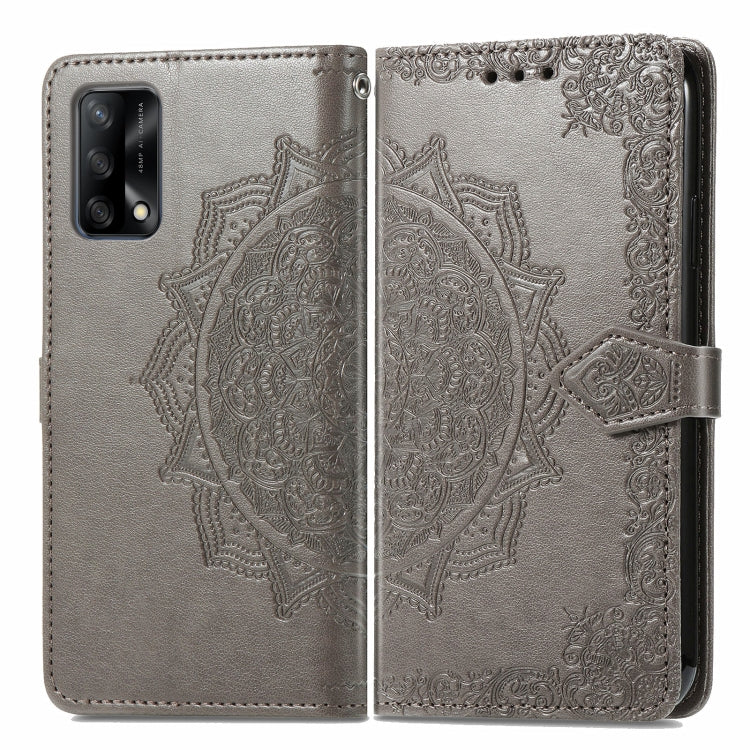For OPPO F19 Mandala Flower Embossed Horizontal Flip Leather Case with Bracket / Card Slot / Wallet / Lanyard