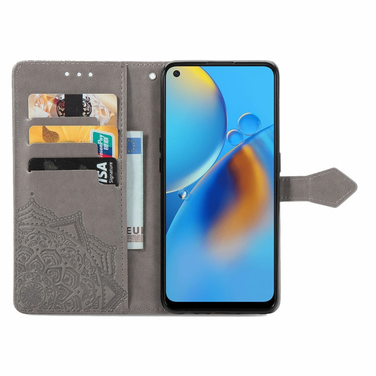 For OPPO F19 Mandala Flower Embossed Horizontal Flip Leather Case with Bracket / Card Slot / Wallet / Lanyard