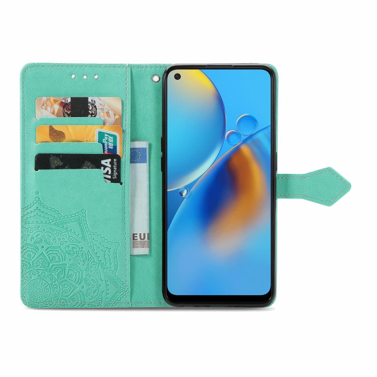 For OPPO F19 Mandala Flower Embossed Horizontal Flip Leather Case with Bracket / Card Slot / Wallet / Lanyard