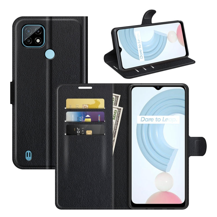 For OPPO Realme C21 Litchi Texture Horizontal Flip Protective Case with Holder & Card Slots & Wallet