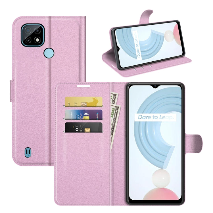 For OPPO Realme C21 Litchi Texture Horizontal Flip Protective Case with Holder & Card Slots & Wallet