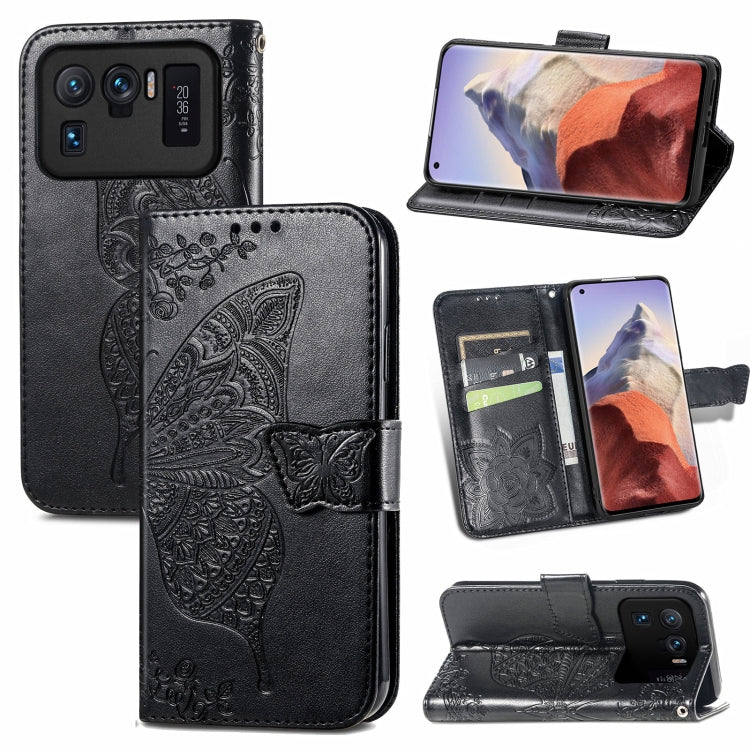 For Xiaomi Mi 11 Ultra Butterfly Love Flowers Embossed Horizontal Flip Leather Case with Holder & Card Slots & Wallet & Lanyard